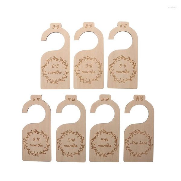 Papel de regalo LBER 7 piezas Born Supplies Baby Closet Dividers Wood Nursery Ropa Organizadores Armario Mamá