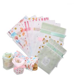 Papel de regalo LBSISI Life 10 Uds. Bolsa de plástico con cordón con cinta para galletas, bocadillos, bolsas de dulces, fiesta de cumpleaños, decoración de boda, bolsas de recuerdo 1