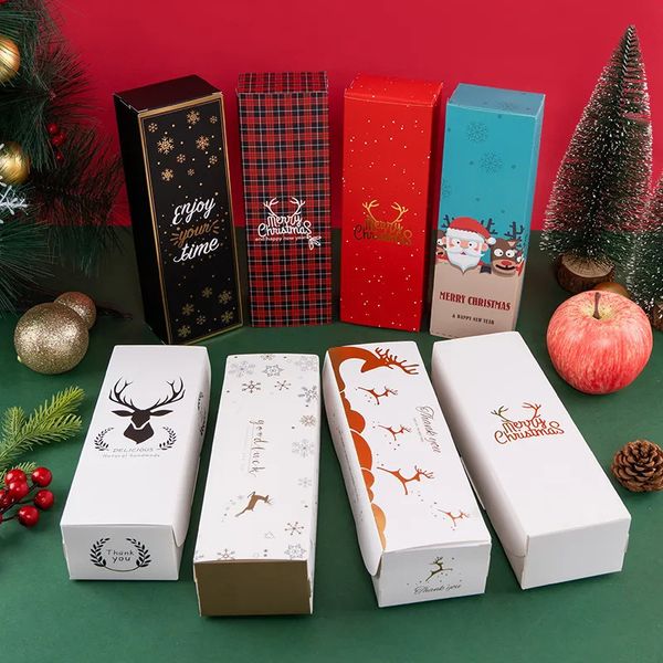 Envoltura de regalo LBSISI Life 20 unids Navidad Candy Cookie Turrón Caja de papel Regalo Galleta Envoltura Cajas de papel Flip Box para Navidad Año 231030