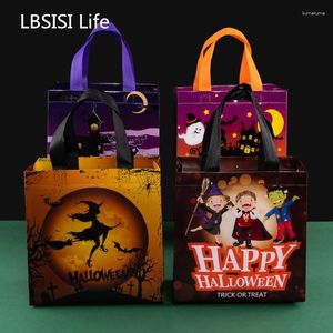 Papel de regalo LBSISI Life 4 Uds. Bolsa de asas no tejida de Halloween, venta al por mayor, libro de galletas, dulces, Chocolate, compras, suministros para fiestas infantiles