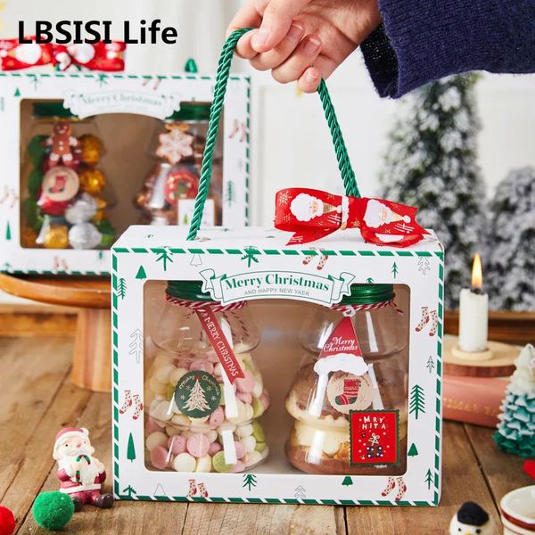 Cadeau Wrap LBSISI Life 5pcs Boîtes de poignée de Noël Clear Sweet Jar Candy Chocolate Snack Emballage Noël Année Faveurs Party Decoretion 231121