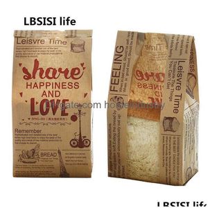 Cadeau Wrap Lbsisi Life Sac en papier de pain kraft avec fenêtre éviter l'huile amour toast cuisson à emporter alimentaire sacs d'emballage faits à la main 210724 Drop D Dhtfk