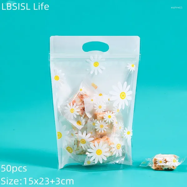 Envoltura de regalo LBSISI Life-Transparent White Candy Bag Embalaje para galletas Postre Snack Año Boda Niños Suministros para fiestas 50 unids