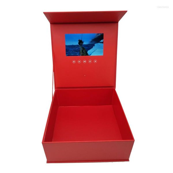 Envoltura de regalo Folleto de video LCD Caja de flores Stock Cargue su propia música Pos para empacar regalos Flores o muestra de producto