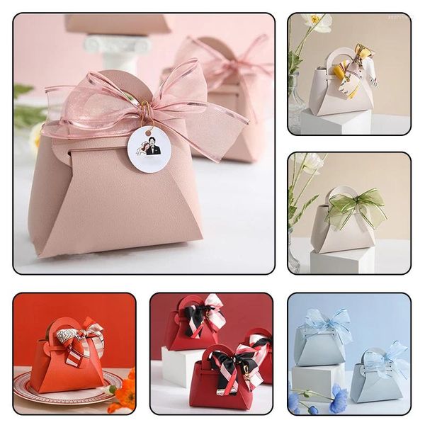 Bolsas de cuero de regalos Bolsas de la cinta de referencia Bolsa de la boda Favor Distribuciones de la fiesta de Navidad Caja de dulces Mini Mano