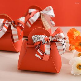 Emballage cadeau boîte en cuir bonbons de mariage avec ruban fête de vacances créative facile à assembler petit sac