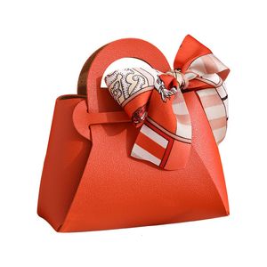 Gift Wrap Leather Favor Sac avec écharpe pour la fête de mariage Décoration de Pâques Baby Shower Ramadan Eid Mubarak Candy Cosmetics Cawerding Packaging 230221