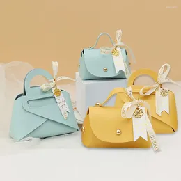 Boîte de cadeaux de vacances en cuir en cuir avec sac de bonbons de mariage en ruban Baby Shower Pâques Emballage Eid Moubarak Ramadan Decoration 2024