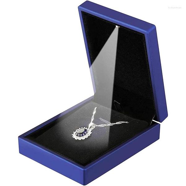 Emballage cadeau Led boîte à bijoux pour collier pendentif fiançailles vitrine emballage vitrine boîtes avec lumière cas de stockage en gros