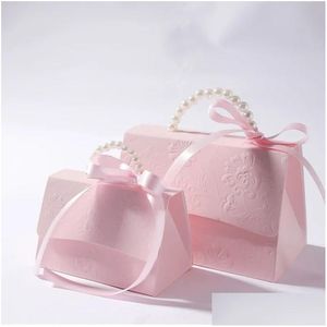 Cadeau Wrap Letterpress Impression Fleur Candy Box Mini Emballage Sacs Papier Pour Set Petit Mariage Faveurs Party Décor Drop Livraison Dhqpk