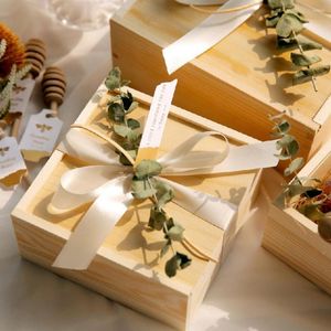 Envoltura de regalo Caja de regalos ligera Paquete multifuncional Cubierta deslizante Portátil Dulce Amor Madera para suministros para el hogar