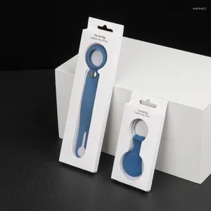 Geschenkverpakking Lang kort wit papier Retail Display Box voor Apple Airtags Beschermhoes Case Tracker Anti-verloren sleutelhangerhoes