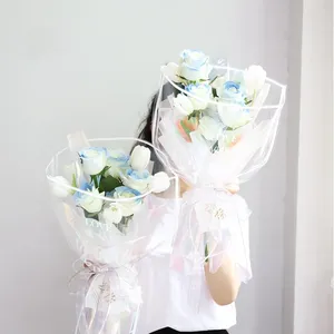 Enveloppe-cadeau amour sac d'emballage rose transparent Fleur bouquet de sac en plastique Papier de papier un droit 2024