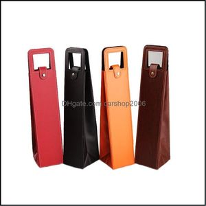 Emballage Cadeau De Luxe Portable En Cuir Pu Sacs À Vin Rouge Bouteille Emballage Cas Boîtes De Rangement Cadeau Avec Poignée Bar Accessoires R Carshop2006 Dhbuj