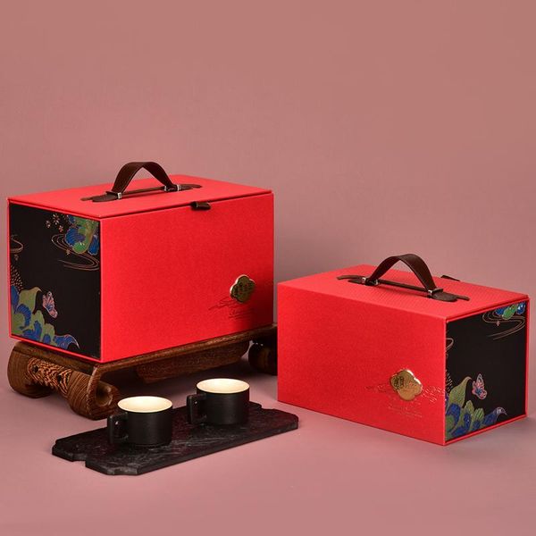 Envoltura de regalo Imán Cerrar Caja Mango vacío Diseñador rojo Té Año chino Boite Cadeau Suministros festivos para fiestasRegalo