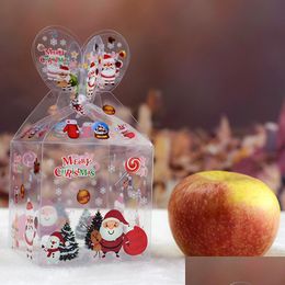 Enveloppe cadeau de nombreux styles PVC Boîte de bonbons transparent décoration de Noël et emballage Santa Claus Snowman Elk Reindeer Boîtes Apple Drop Dhkti
