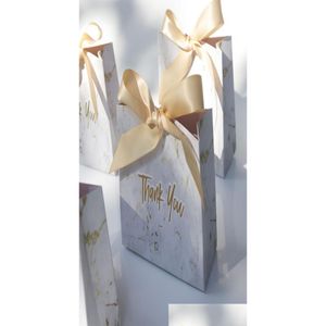 Cadeau Wrap Boîte de marbre Gris Candy Sac Papier Boîtes de chocolat Emballage pour faveur de mariage Baby Shower Merci Party Drop Livraison Accueil Ga Dhgtu