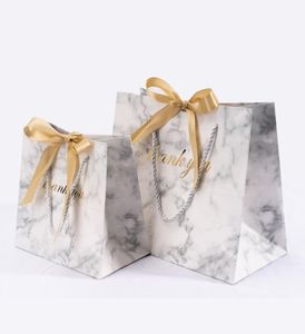 Emballage cadeau style marbre merci sacs cadeaux imprimés papier avec rubans faveurs de mariage pour les invités baby shower fête d'anniversaire décor 4417976