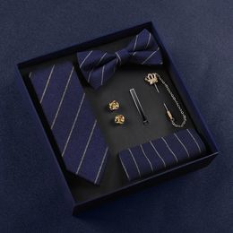 Cravate et nœud papillon pour hommes, coffret cadeau, cadeau de mariage formel pour le marié d'affaires, pour l'anniversaire du petit ami et du mari le jour de la Saint-Valentin 231019