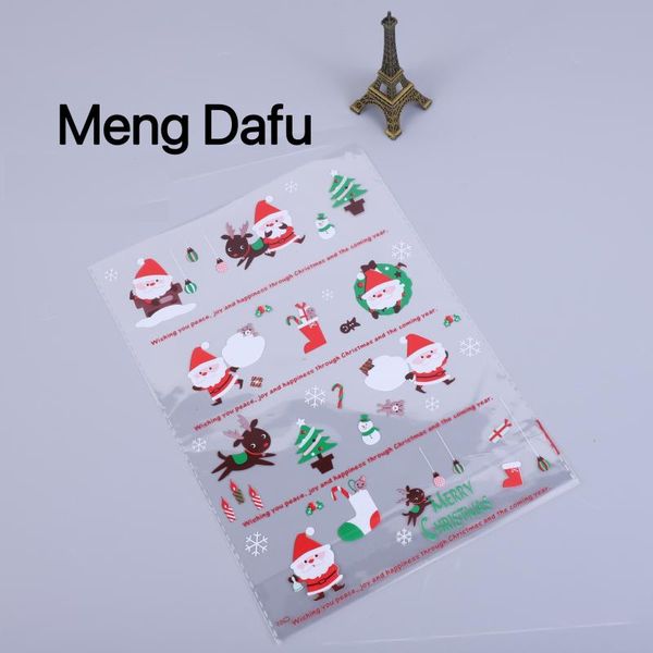 Emballage cadeau Meng Dafu 50PCs Sacs de cuisson de Noël Bonbons Cookies Cand Snack Biscuit Emballage Plastique Xmas Cellophane Sacs de fêteGift