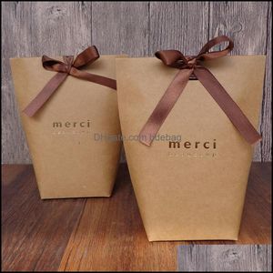 Cadeau wrap merci brief papier vouw cadeau dozen Frans bedankt thema geen lint snoepverpakking tas bruiloft feest decoraties benodigdheden 0 5J dhk0i