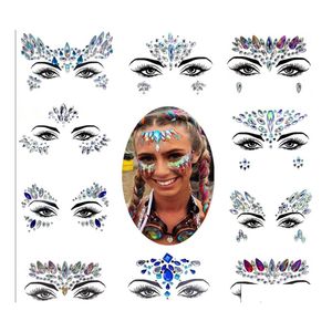 Envoltura de regalo Joyas de cara de sirena Pegatinas de diamantes de imitación Accesorios de disfraces Gema Ojo de Halloween Holográfico Chunky Crystal Rave Body Party M Dhxw7