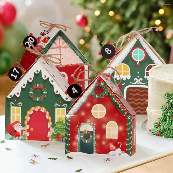 Cadeau cadeau joyeux Noël 2024 boîte maison forme papier kraft bonbons biscuits sac boîtes d'emballage arbre pendentif année
