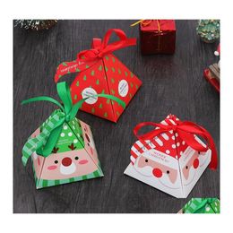 Emballage cadeau Joyeux Noël Boîte à bonbons Sac Arbre avec cloches Conteneur en papier Fournitures Navidad Drop Delivery Home Garden Festive Party Even Otogh