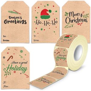 Emballage cadeau joyeux noël étiquettes autocollant papier Kraft nom manuscrit étiquette décor bricolage fête Scrapbook 300 pièces