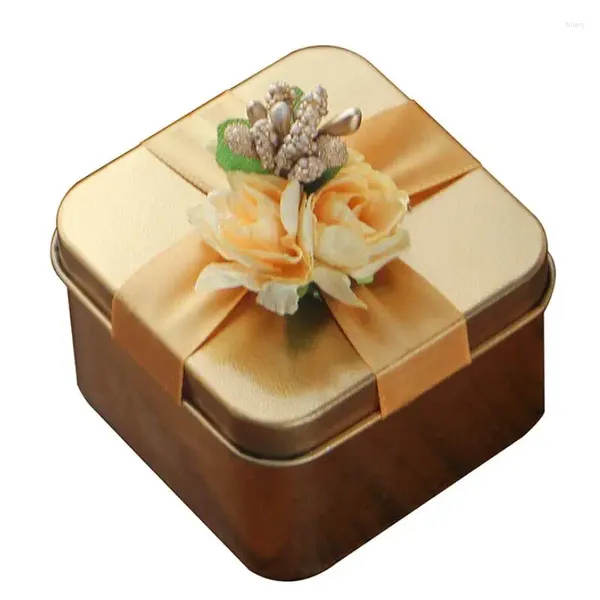 Enveloppe cadeau en métal boîtes à bonbons carré avec des fleurs or rouge violet bleu mariage mariage belle faveur box lx7391