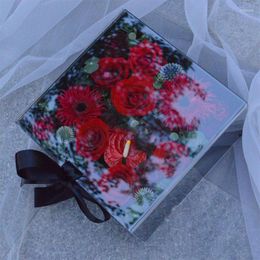Geschenkom metalen vierkante clamshell transparante raam bloembox frisse verpakkingsmateriaal bloemist benodigdheden