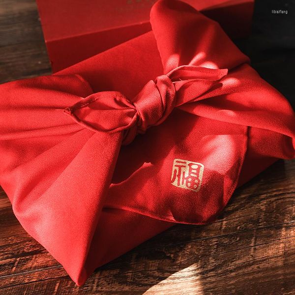 Emballage cadeau Festival de la mi-automne Année chinoise Accessoires d'emballage Bénédiction rouge Écharpe carrée Décorations de boîte haut de gamme