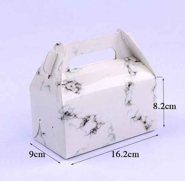 Emballage cadeau taille moyenne 9 16.2 8.2 cm boîte en papier Design en marbre avec poignée gâteau boulangerie emballage alimentaire pour bricolage anniversaire 50 pcs/lot