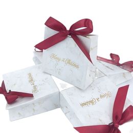 Geschenkwikkel Mini Christmas Tas Marmeren papieren dozen voor snoepkoekjes Bundel Xmas Theme Wikkelzakken Decoratie 220913