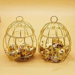 Geschenkwikkeling Mini Golden Hollow Bird Cage Candy Boxes Baby Shower Decor Decor Party Favor Souvenir Chocolate Wedding A2K5