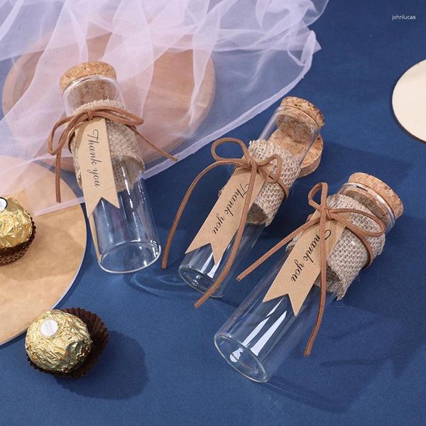 Enveloppe cadeau mini bouteille souhaitant avec carte lable en verre transparent test de bonbons rangement de bonbons de mariage cadeaux de souvenirs