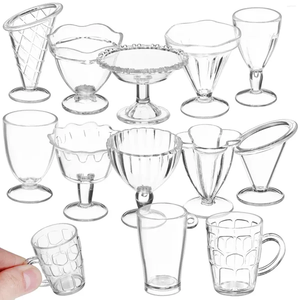 Emballage cadeau Tasses miniatures Dollhouse Verre à vin Boisson Set Coupe de crème glacée Verres à boire