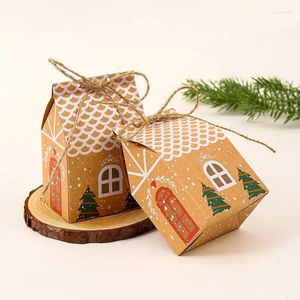 Cadeau cadeau MissDeer 5pcs Joyeux Noël Sacs Maison Forme Kraft Papier Candy Cookie Emballage Boîtes Arbre Pendentif Fête D