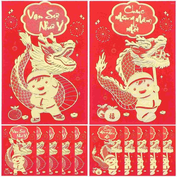 Gift Wrap Money Poches rouges Année chinoise du dragon enveloppe les sacs de caisse de poche traditionnels style aléatoire