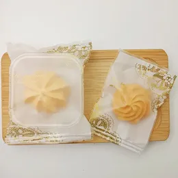 Geschenkwikkeling Mooncake Candy Tassen Gouden patroon Boekje Mochi Eier Dooier Crisp Packing Verjaardag Baby Shower Nougat Diy Pacakging Bag