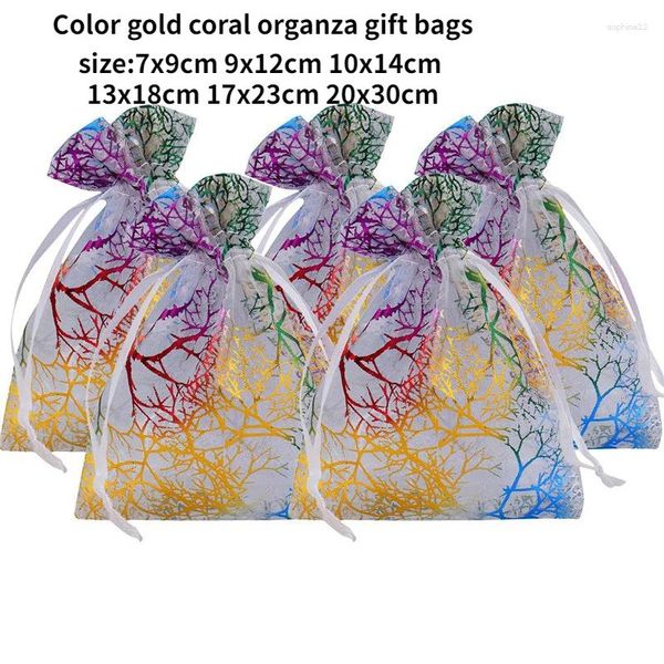 Bolsa de hilo de coral de múltiples múltiples múltiples múltiples bolsas de joyas de organza