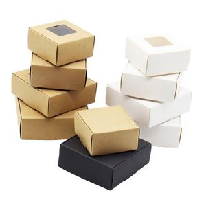 Geschenkwikkeling Multi -size Retro Kraft Paper Paperbord Plain Boxes voor kleine pizza koekjes goederen geschenken opslagcontainer boxesgift