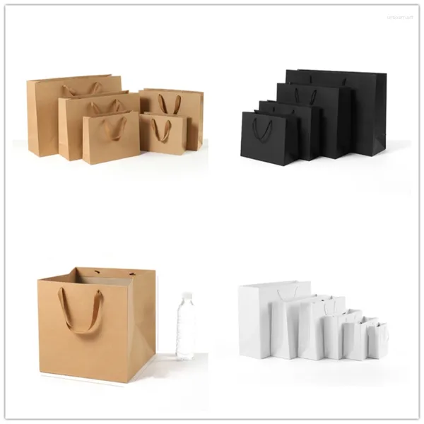 Envoltura de regalo Tamaño múltiple Bolsas de papel Kraft para personas mayores Boda Fiesta de Navidad Caja de dulces Bolsa Ropa multifunción Regalos