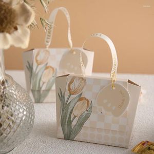 Cadeau cadeau multicolore sac à main grille design boîtes pour cadeaux sacs en papier bonbons chocolat boîte d'emballage cadeaux de mariage invités