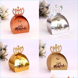 Geschenkwikkeling Moslim Ramadan Festival Paper Box Islamitische Eid Mubarak Wedding Candy Gift Case Hollow Laser Drop Delivery Home Garden Festi DHG3S