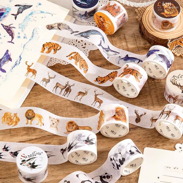 Envoltura de regalo Serie de animales misteriosos Bosque Ciervo Enmascaramiento Washi Cinta Panda Adhesivo decorativo Decora DIY Scrapbooking Etiqueta adhesiva