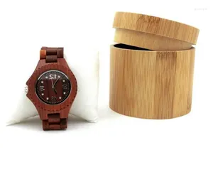 Envoltura de regalo Caja de bambú natural para relojes Joyería Hombres de madera Reloj de pulsera Titular Colección Caja de almacenamiento al por mayor