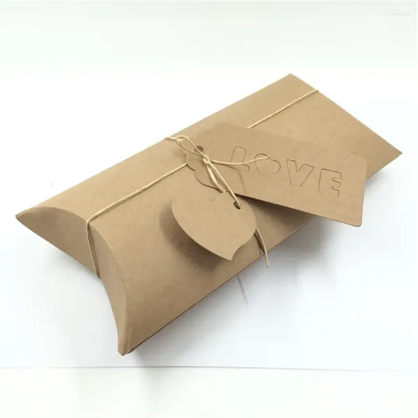 Envoltura de regalo Bolsas de almohada Kraft natural Caja de embalaje para fiestas Dulces / Galletas / Caramelos / Bolsa de nueces / Caja de bricolaje / 20 unids / lote Alta calidad