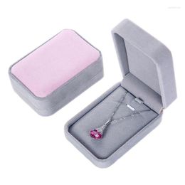 Emballage cadeau collier bague flanelle bijoux emballage boîte de fiançailles haut de gamme mariage Couple organisateur boucles d'oreilles stockage 2023