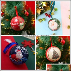 Emballage cadeau Nouvelle arrivée Boîte de Noël Boule de fer ronde Candy Invités Emballage Dhyfr